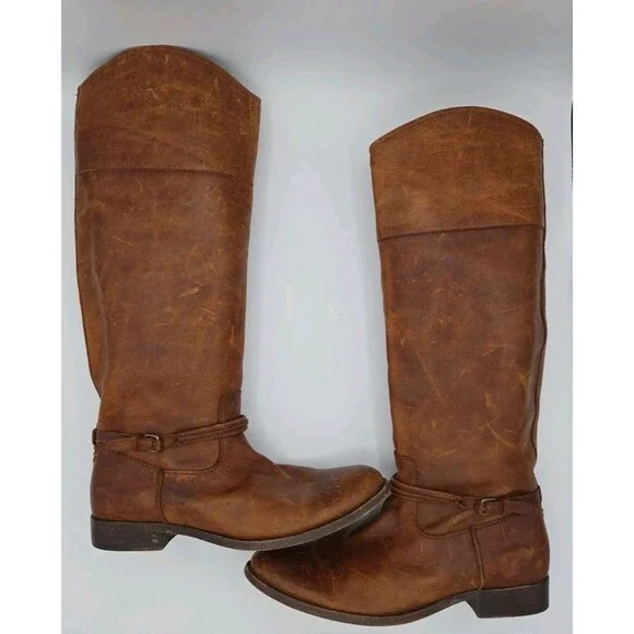 Frye Melissa Seam Riding Boot Cognac Leather Size 10 B 3475445 Riding Boot - Picture 1 of 8